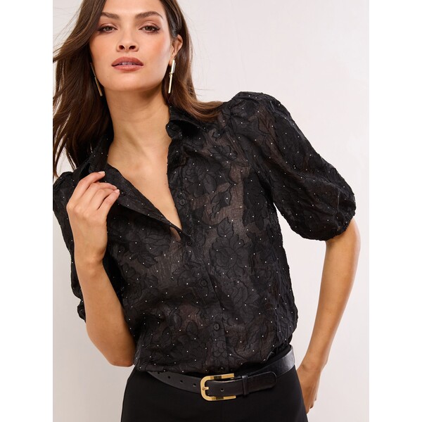 Top Lipsy z rękawem 3/4 i wypalanym wzorem H58-851