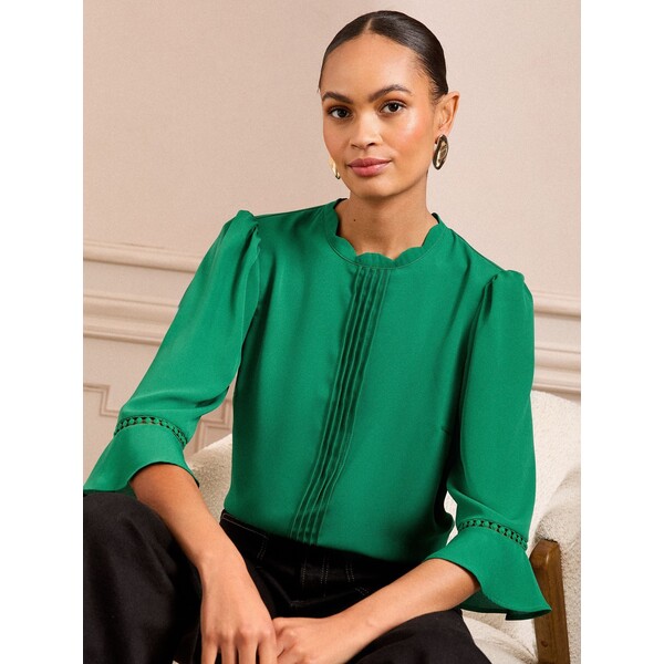 Love & Roses Zielony - Bluzka Love &amp; Roses z rozkloszowanymi rękawami 3/4 AL2-819