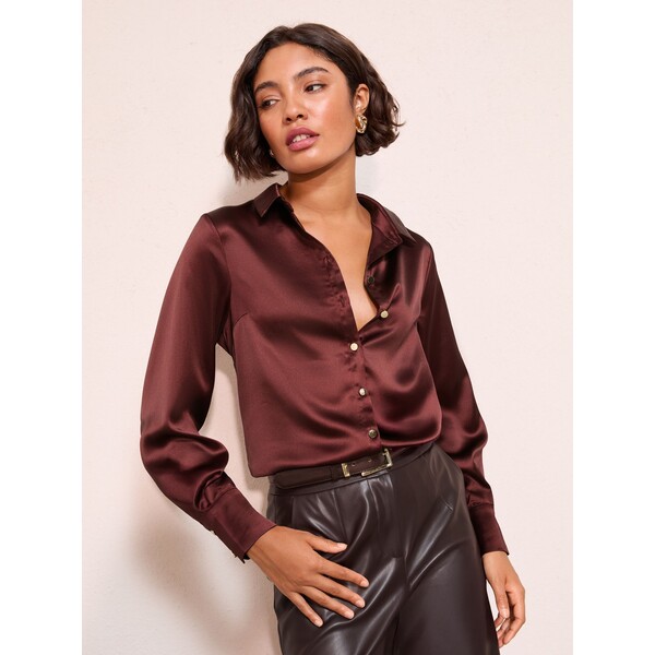 Ciemny fiolet - Satynowa koszula zapinana na guziki Friends Like These W71-862