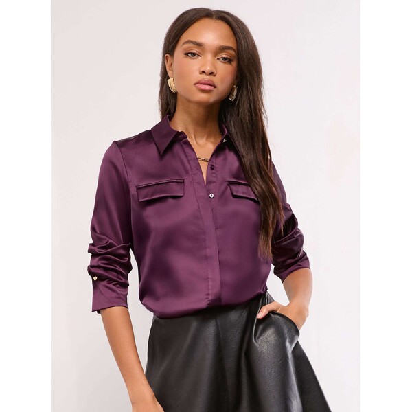 Purple Utility Pocket - Satynowa koszula Lipsy F84-497