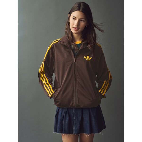 adidas originals Brązowy/żółty - Luźna kurtka adidas Original Firebird Classic AU8-591