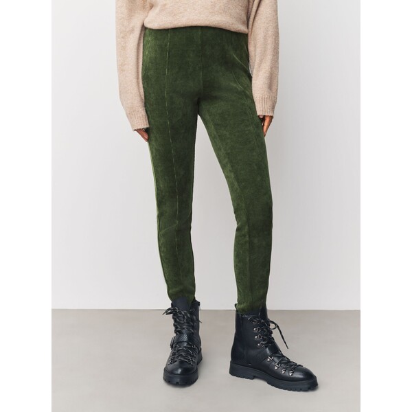 Next Khaki - Legginsy sztruksowe W66-499