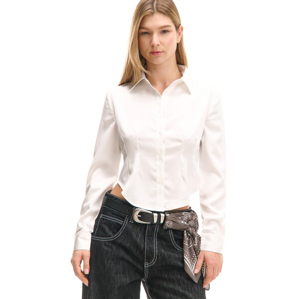 Cropp Biała koszula z długim rękawem 219FL-01X