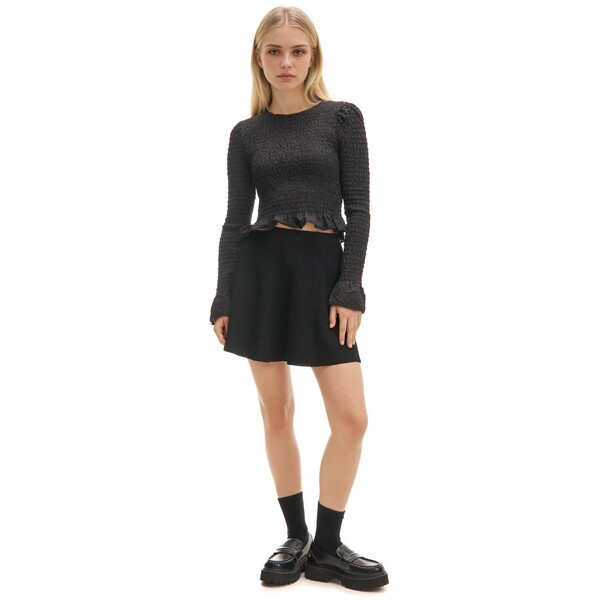 Cropp Czarna plisowana spódniczka mini 478FL-99X