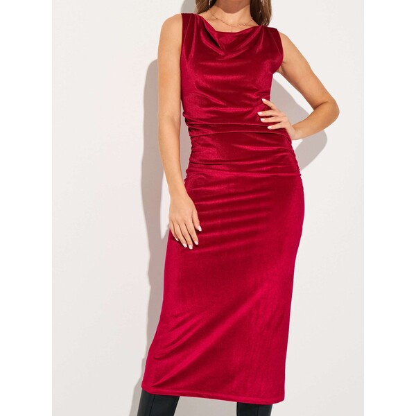 Sinsay Welurowa sukienka z drapowaniem 962EY-33X