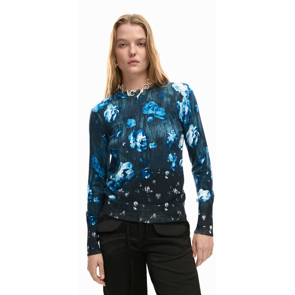 Desigual Cienki sweter w kwiaty 26SWJF112000