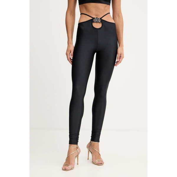 Versace Jeans Couture legginsy  damskie kolor czarny z aplikacją 79HAC108 N0008