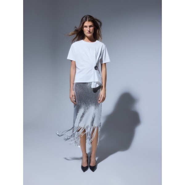 Reserved Cekinowa spódnica z frędzlami YT743-SLV