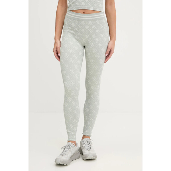 Guess legginsy RHOMBUS  damskie kolor zielony wzorzyste V5BB13 K2000