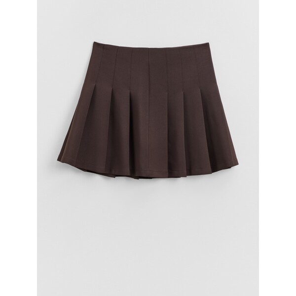 House Plisowana spódnica mini z gładkiej tkaniny brązowa 393GE-89X