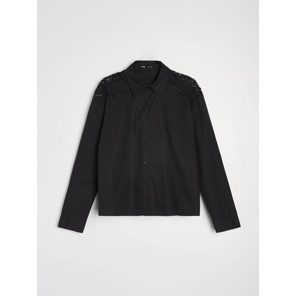 Sinsay Bawełniana koszula z ozdobną koronką 049GY-99X