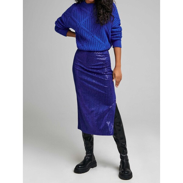 Sinsay Cekinowa spódnica midi z rozcięciem ZB174-57X