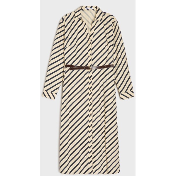 Sinsay Koszulowa sukienka z bawełną z paskiem w talii 239GY-MLC
