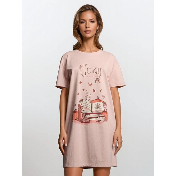 Sinsay Bawełniana koszula nocna z nadrukiem jesiennym 196FM-30X