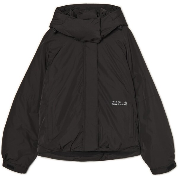 Cropp Czarna kurtka bomber ze sloganem 140FL-99P