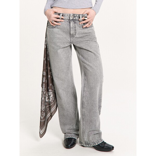 Cropp Jasnoszare jeansy straight z efektem sprania 529HX-09J