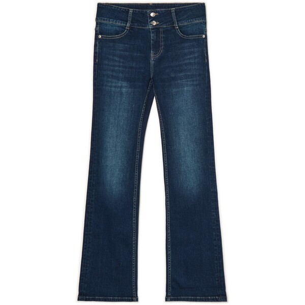 Cropp Granatowe jeansy bootcut z efektem sprania 525HX-59J