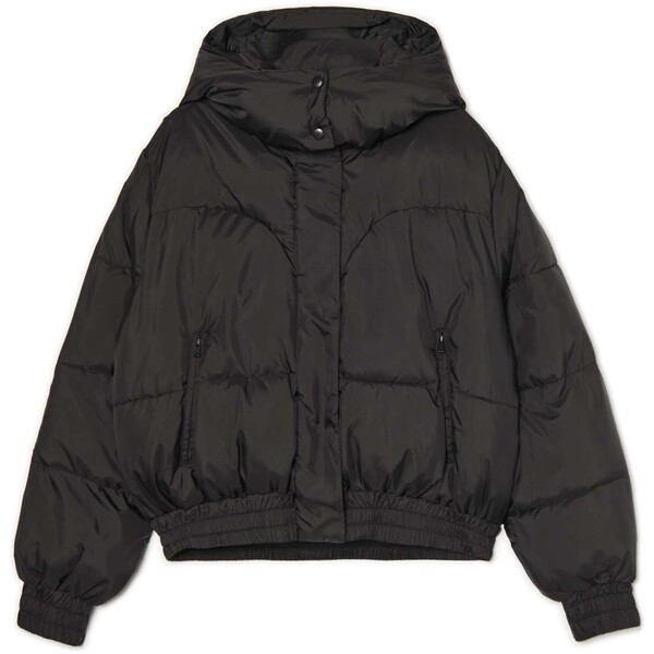 Cropp Czarna pikowana kurtka puffer z kapturem 918HW-99X