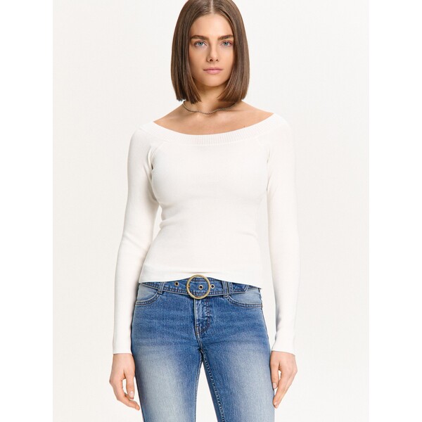 Cropp Kremowy sweter z odkrytymi ramionami 168HX-01X