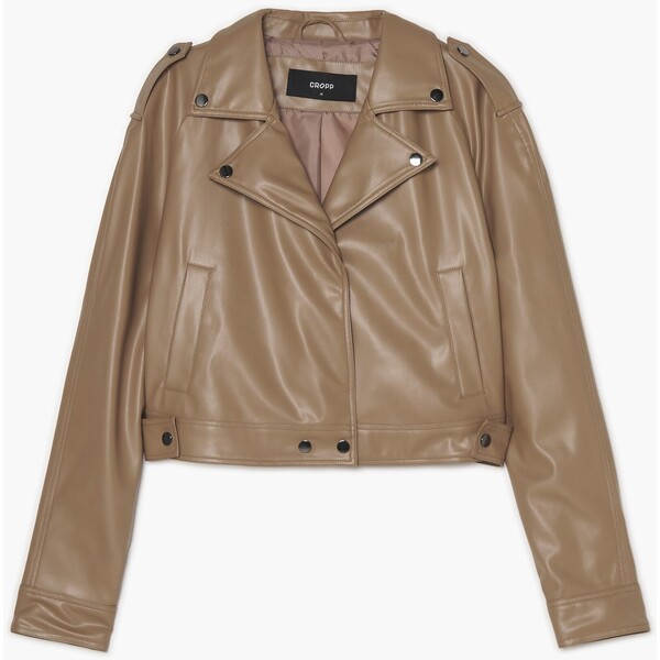 Cropp Jasnobrązowa kurtka ramoneska z imitacji skóry 070FL-84X