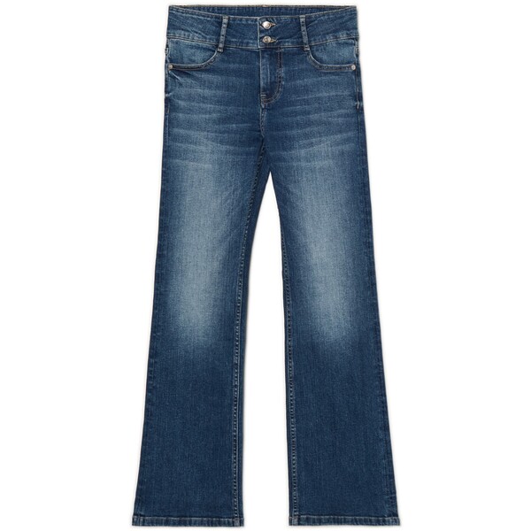 Cropp Ciemnoniebieskie jeansy bootcut z efektem sprania 525HX-55J
