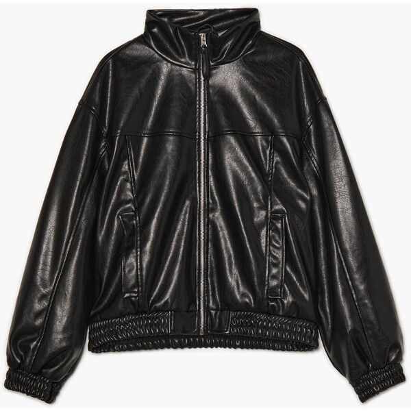 Cropp Czarna kurtka z imitacji skóry ze stójką 925HW-99X