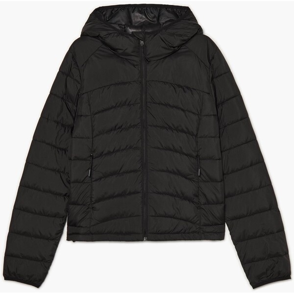 Cropp Czarna pikowana kurtka z kapturem 951HW-99X