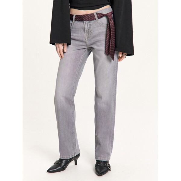 Cropp Szare jeansy straight slim vintage 530HX-09J