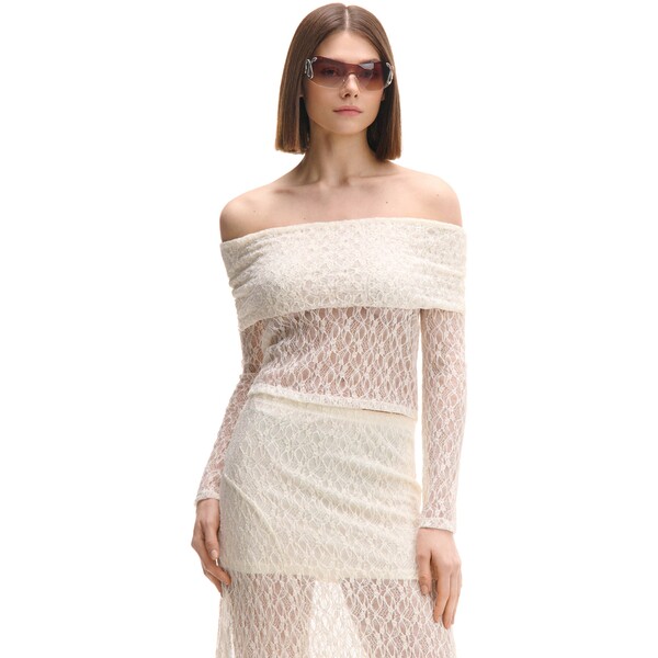 Cropp Kremowa bluzka typu carmen 661CU-01X