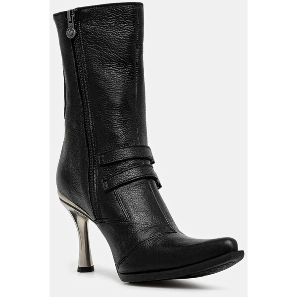 New Rock botki skórzane LUXOR NEGRO, MALICIA 2 GOMA NEGRA TACON CARI  damskie kolor czarny na szpilce M.9037.C2