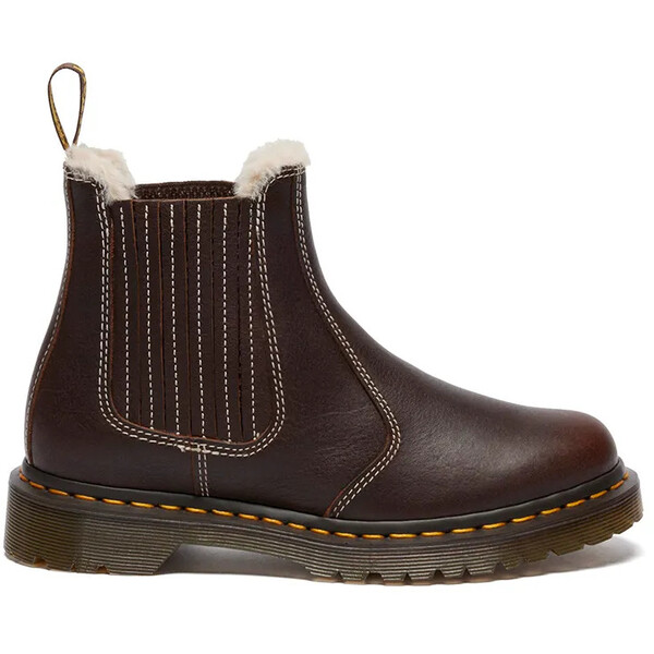 Dr. Martens sztyblety skórzane 2976 Leonore II  damskie kolor brązowy na platformie lekko ocieplone DM41418200