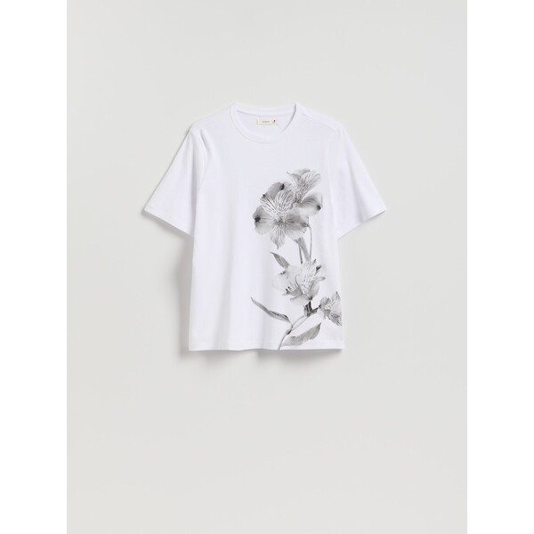 Reserved Bawełniany t-shirt z nadrukiem 169HT-00X
