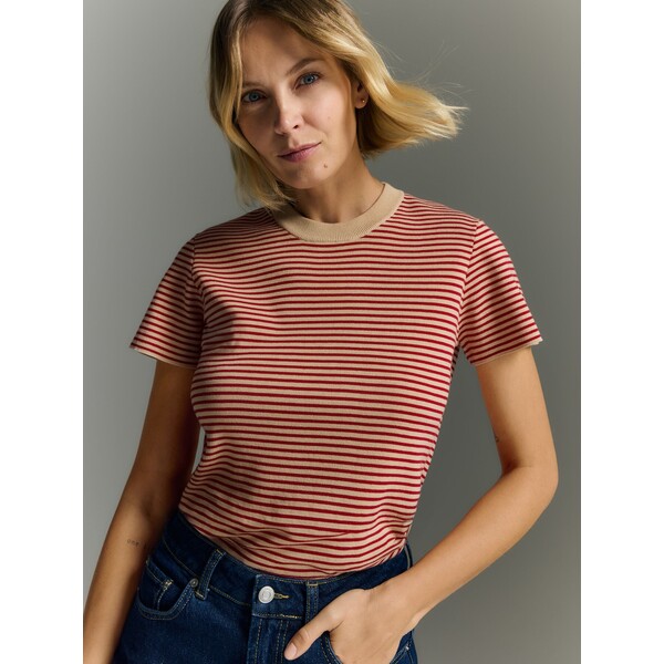 Reserved Bawełniany t-shirt w paski 976EG-08X