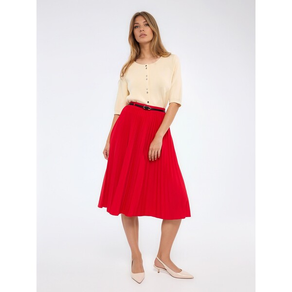 Mohito Plisowana czerwona spódnica midi 547GG-33X