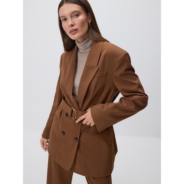 Reserved Dwurzędowa marynarka z paskiem 917HF-82X