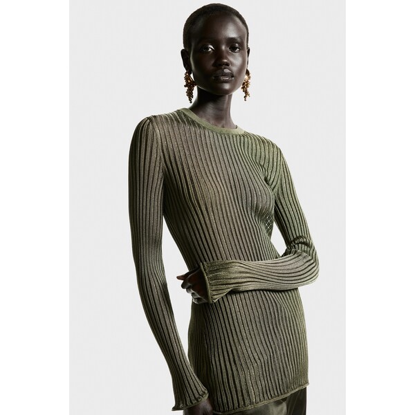 H&M Top z prześwitującej dzianiny w prążki 1282716