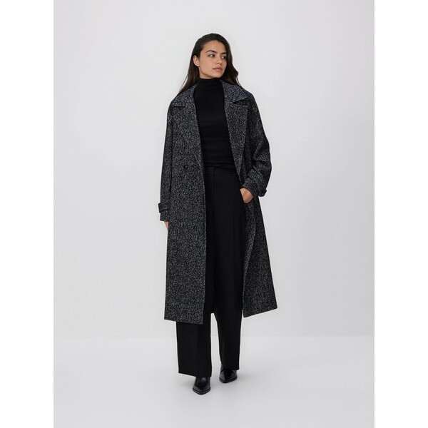 Reserved Wiązany płaszcz z wełną 723AY-99X