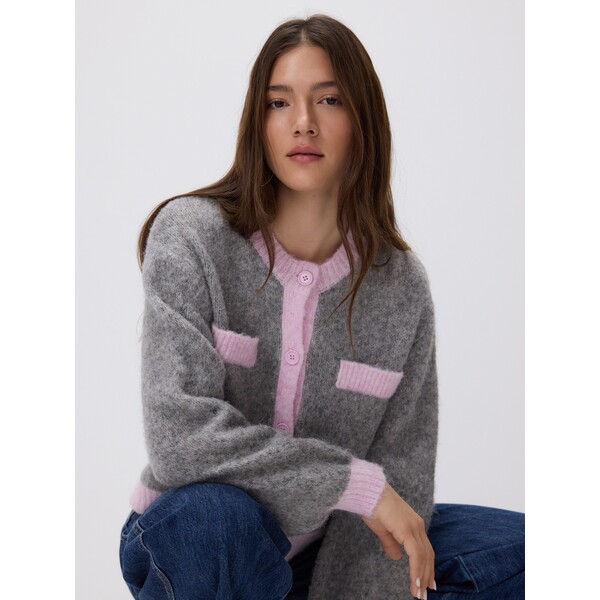 Reserved Kardigan z kontrastową lamówką 497HH-MLC