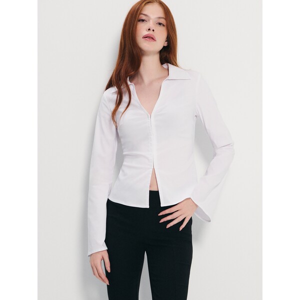 House Gorsetowa bluzka z dekoltem w serek biała 183IQ-00X