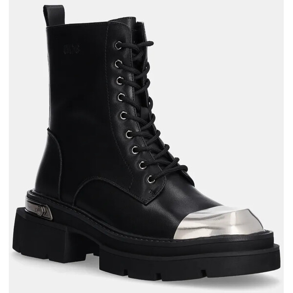 GOE workery skórzane  damskie kolor czarny na platformie OO2N4119 BLACK OO2N4119.BLACK