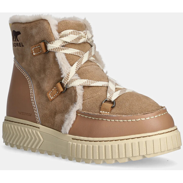 Sorel śniegowce zamszowe ONA AVE ALPINE BOOT WP  kolor brązowy 2088311226