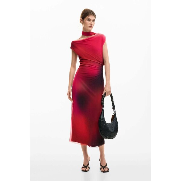 Desigual Asymetryczna drapowana sukienka 26SWVK193098