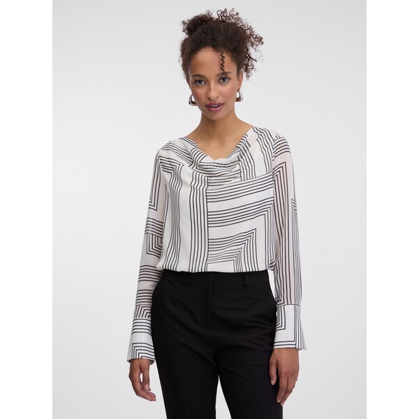 Biała wzorzysta damska bluzka ORSAY 1001346B01232