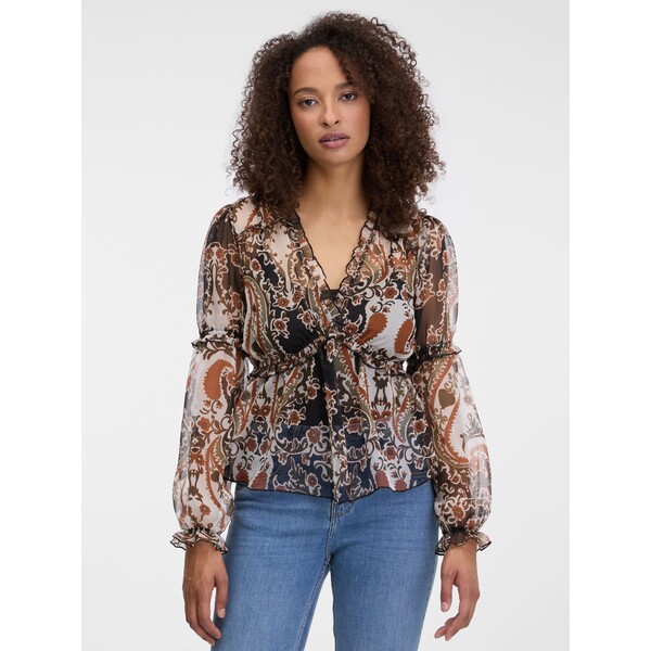 Brązowa damska wzorzysta bluzka ORSAY 1001503B01233