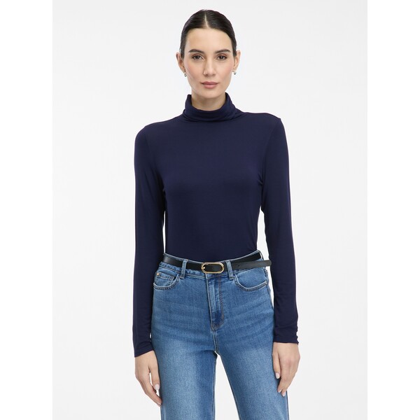 Granatowa koszulka damska z golfem ORSAY 178184A00170