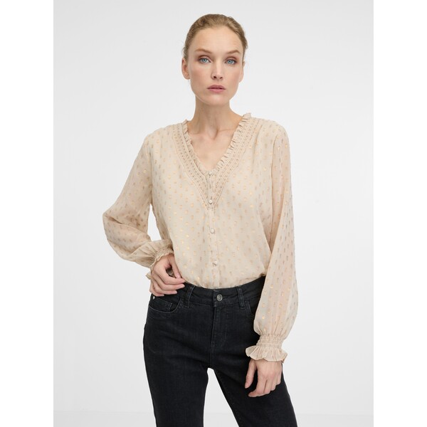 Beżowa bluzka z długim rękawem ORSAY 1001232016000