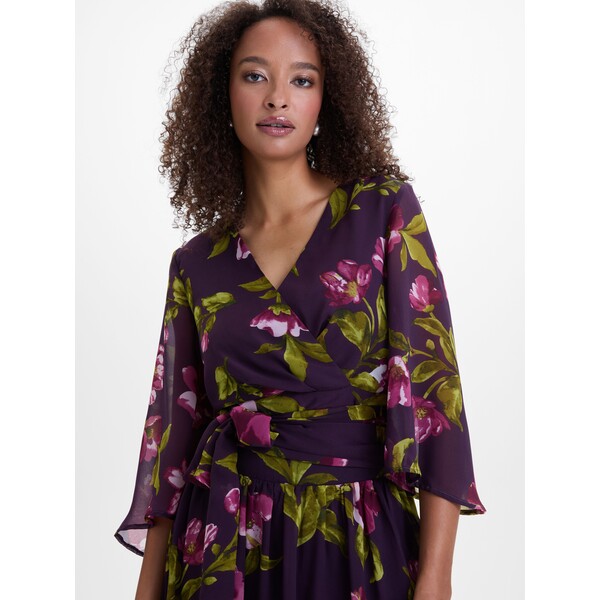 Fioletowa damska bluzka kopertowa we wzory kwiatowe ORSAY 1001423B01230