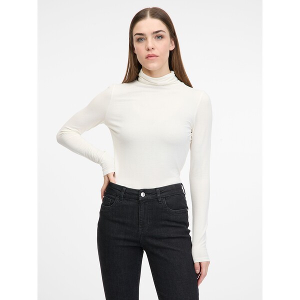 Kremowa koszulka damska z długim rękawem ORSAY 178184044000