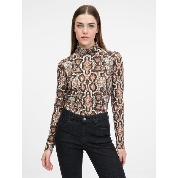 Beżowa damska koszulka z długim rękawem ORSAY 178182016000