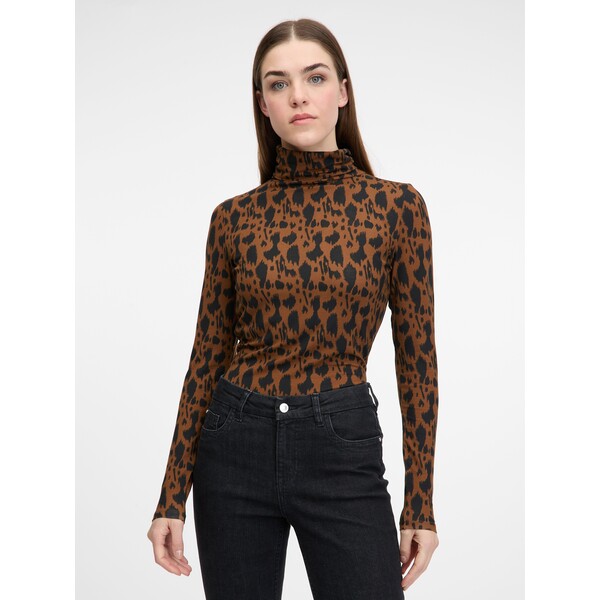 Jasnobrązowa damska koszulka z długim rękawem ORSAY 178182755000